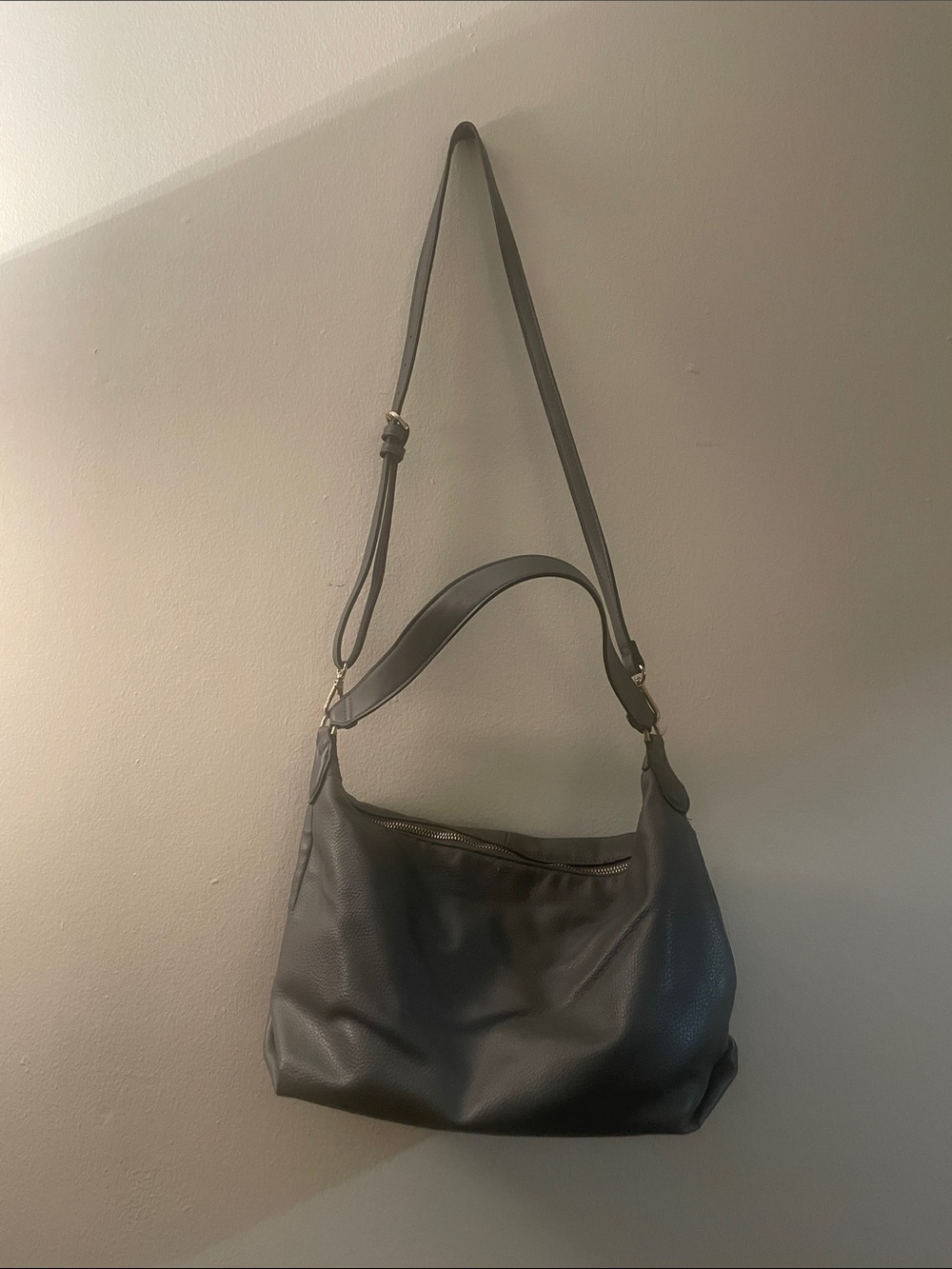 a new day Black Pebbled Leather Shoulder Bag
